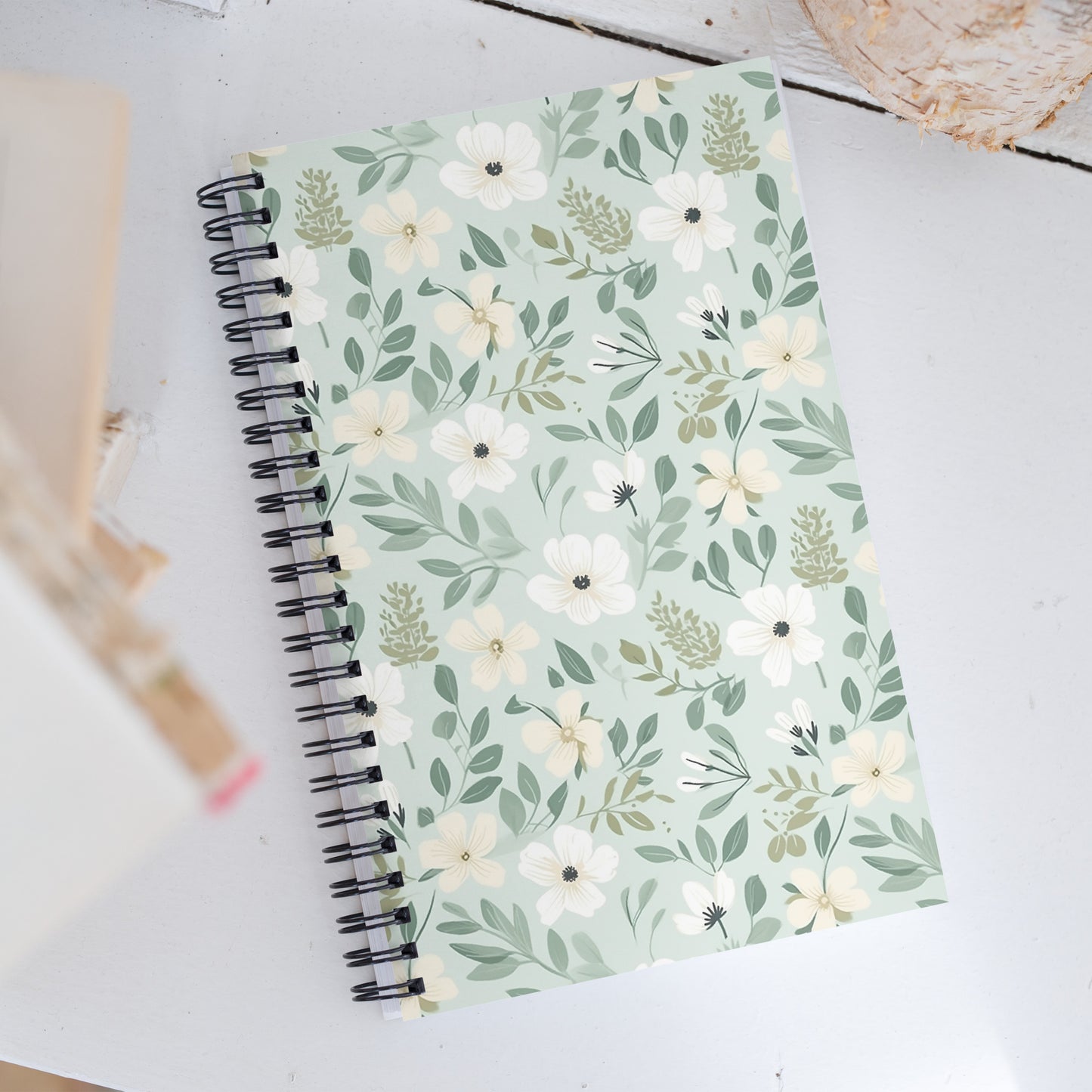 Sage Floral Spiral notebook