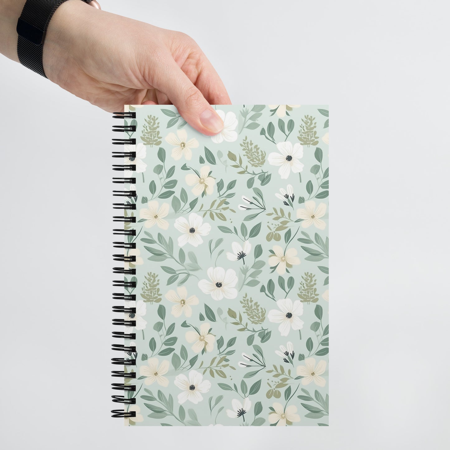 Sage Floral Spiral notebook