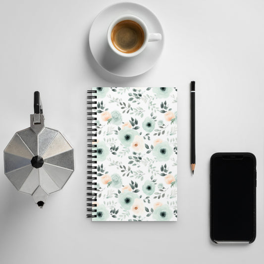 Mint Floral Spiral notebook