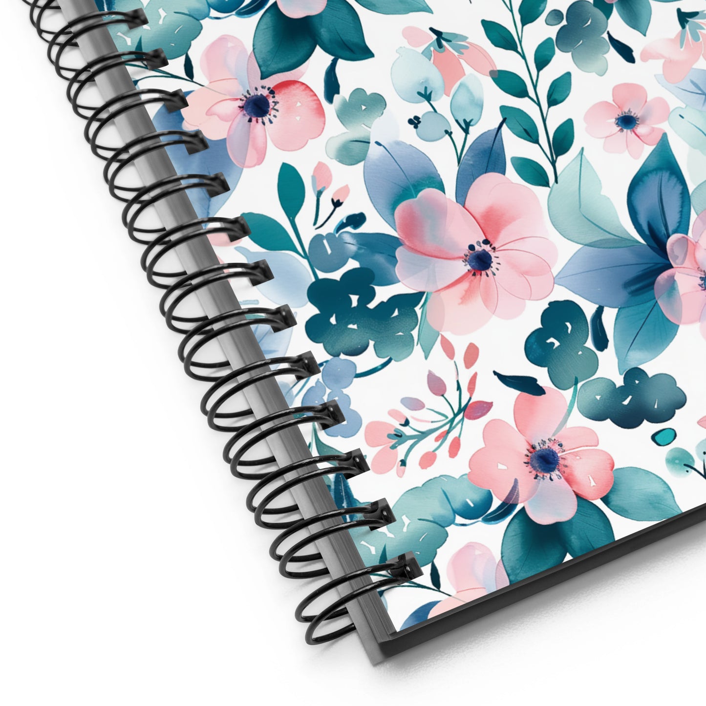 Pink and Teal Floral Spiral notebook