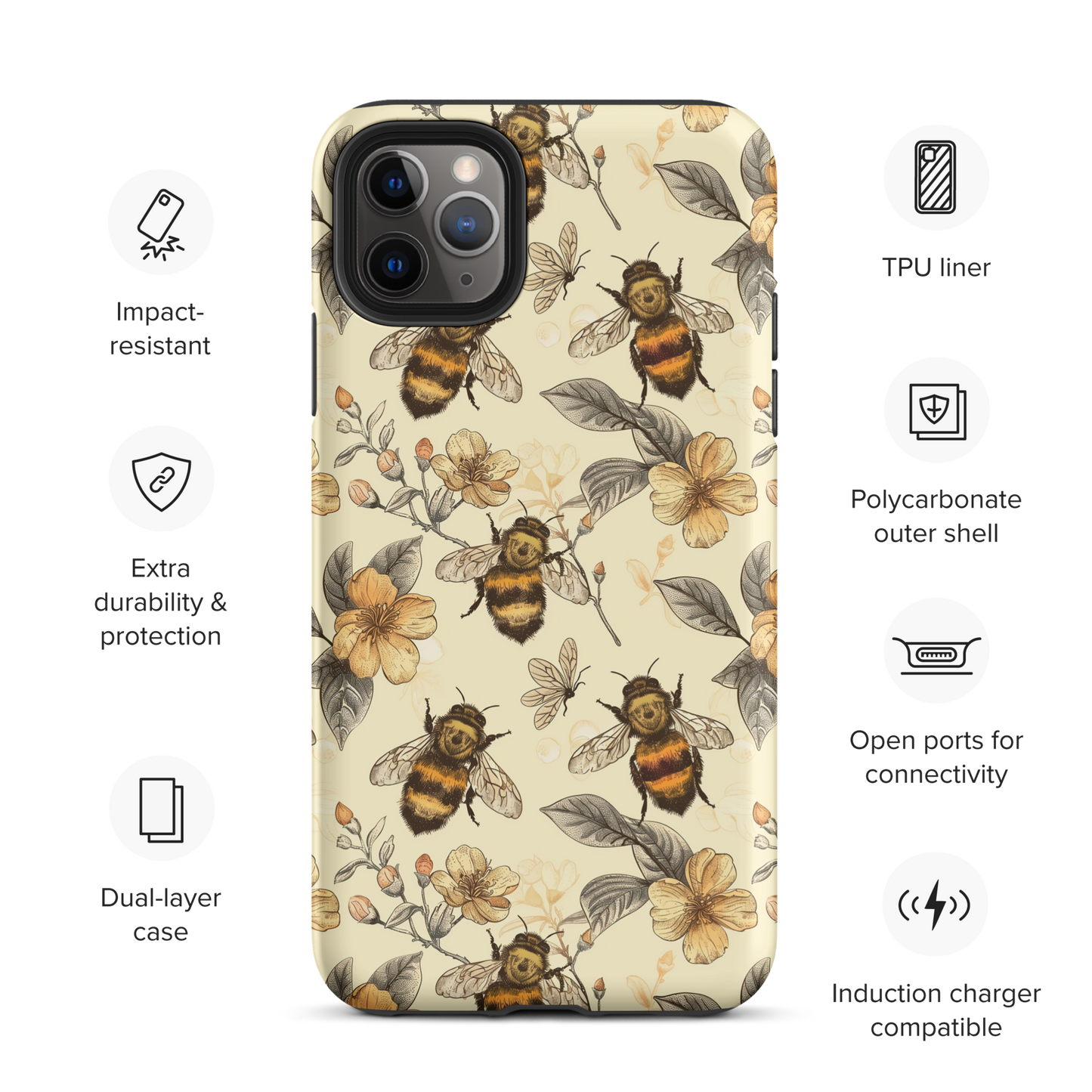 Vintage Bees Tough Case for iPhone®