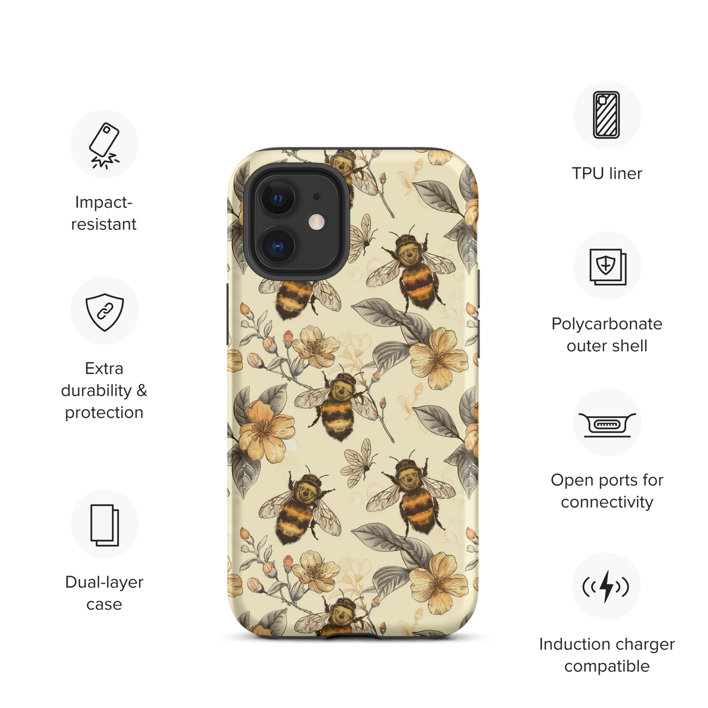 Vintage Bees Tough Case for iPhone®