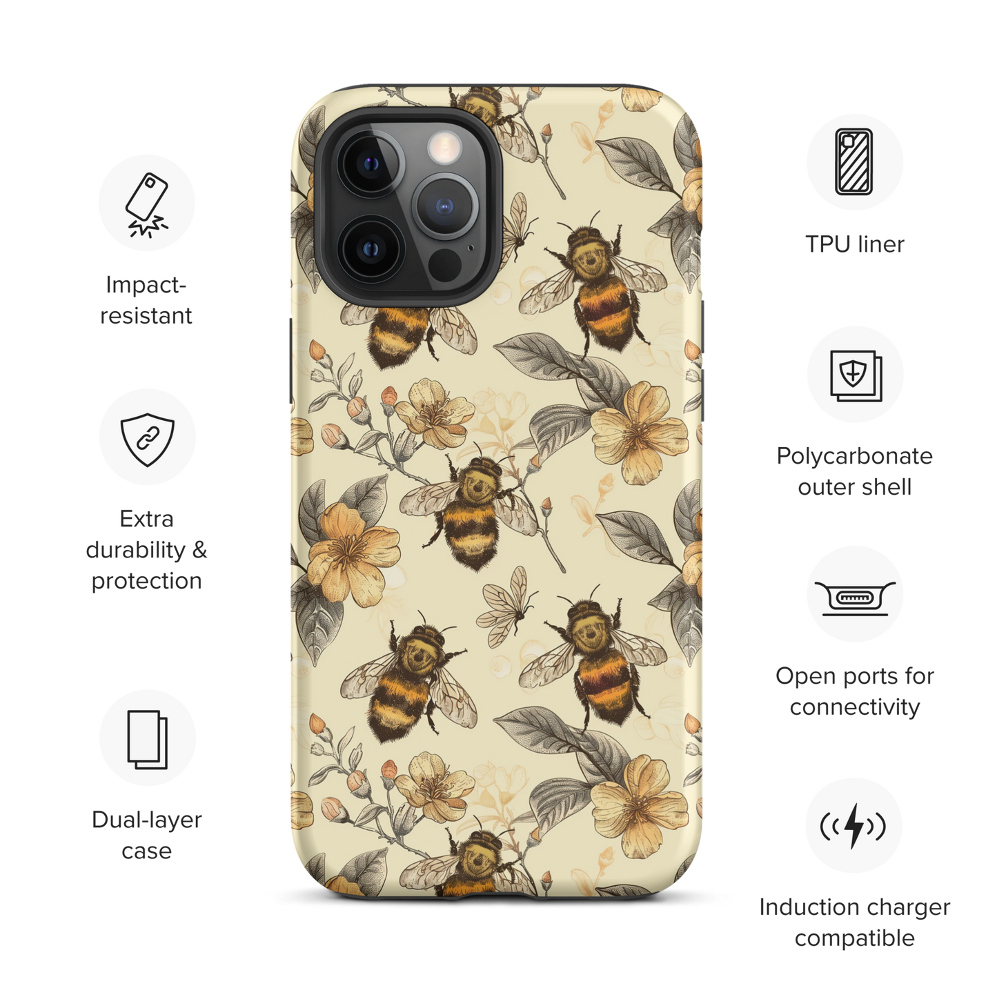 Vintage Bees Tough Case for iPhone®