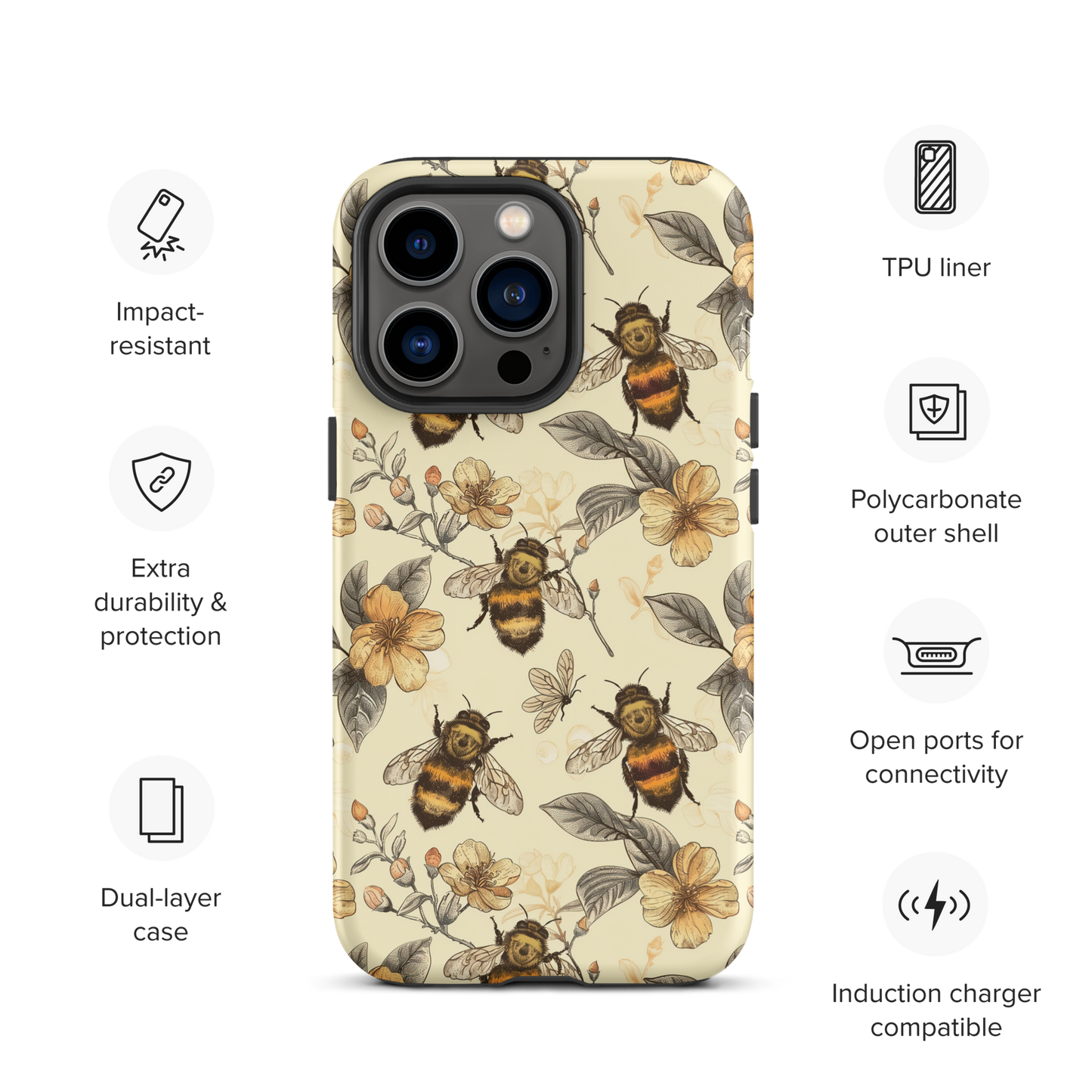 Vintage Bees Tough Case for iPhone®