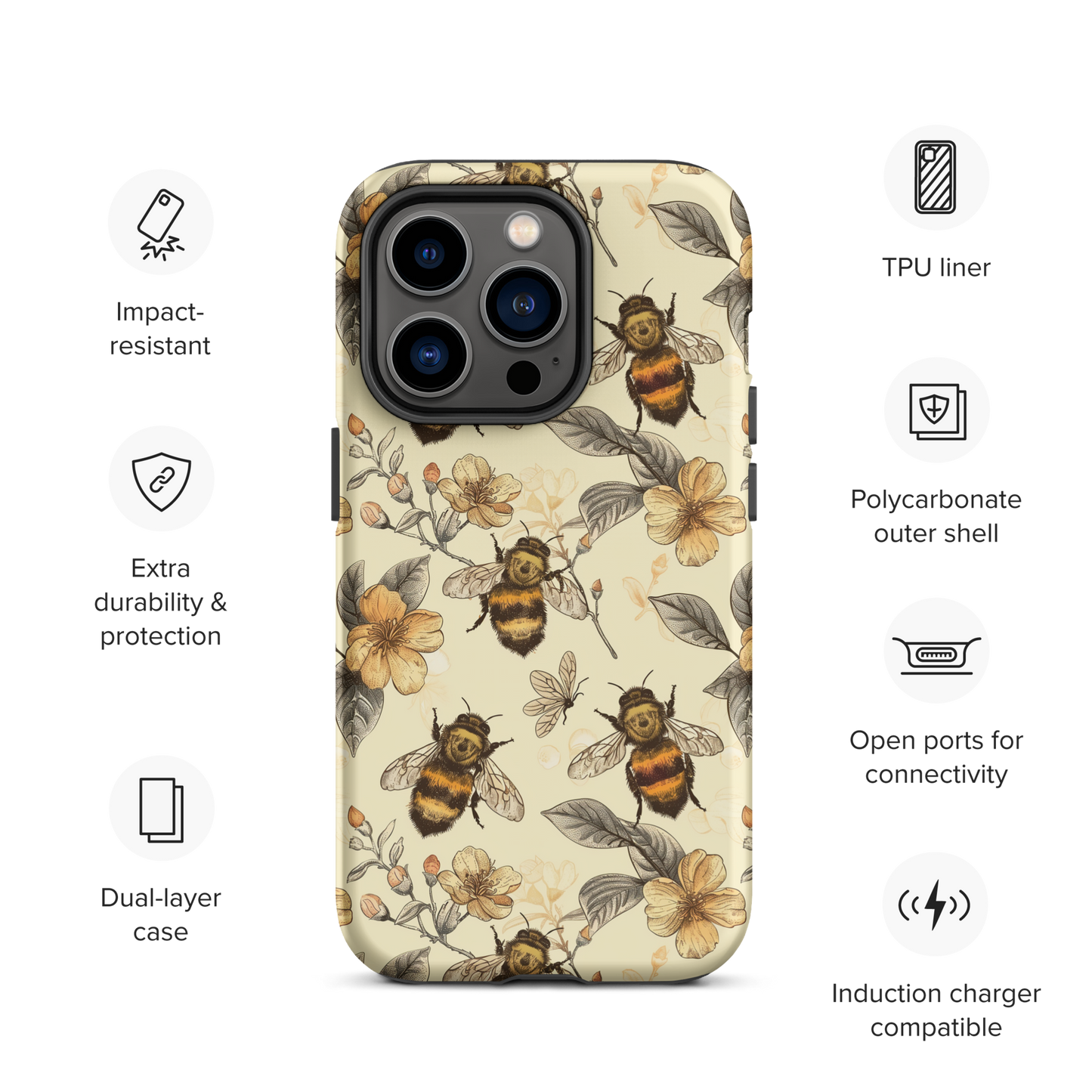 Vintage Bees Tough Case for iPhone®