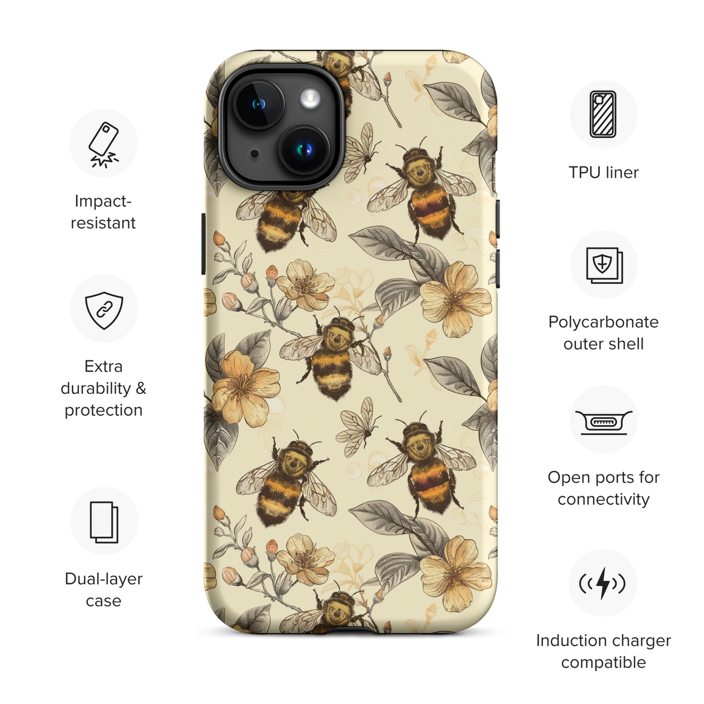 Vintage Bees Tough Case for iPhone®