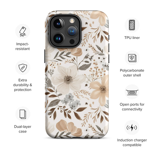 Beige Boho Floral Tough Case for iPhone®