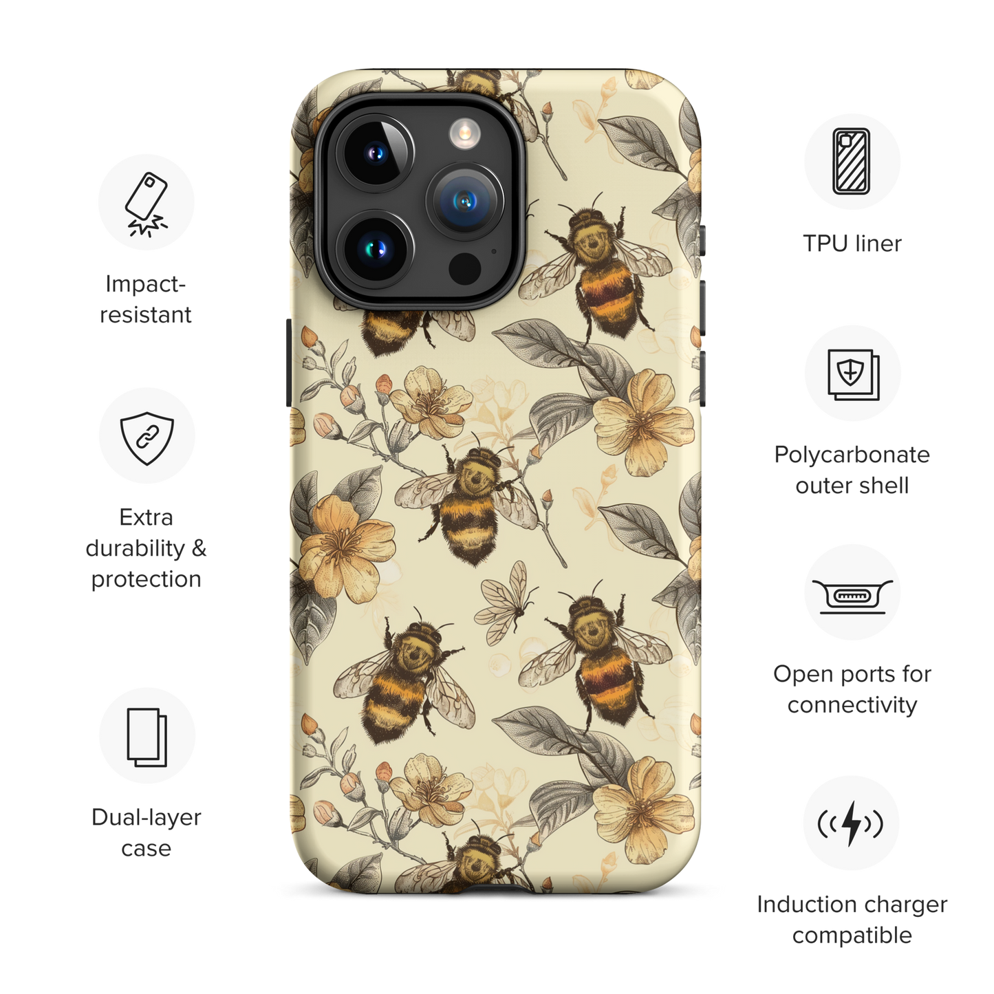 Vintage Bees Tough Case for iPhone®