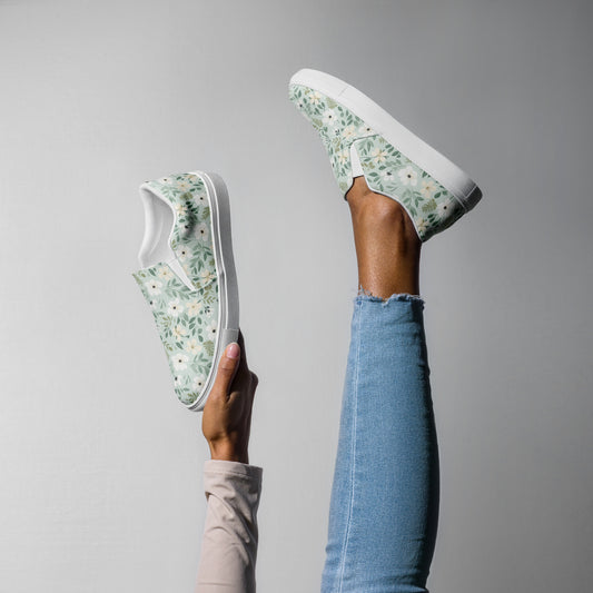 Sage Floral Women’s slip-on canvas shoes