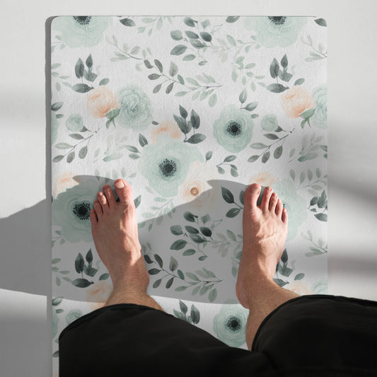 Mint Floral Yoga mat