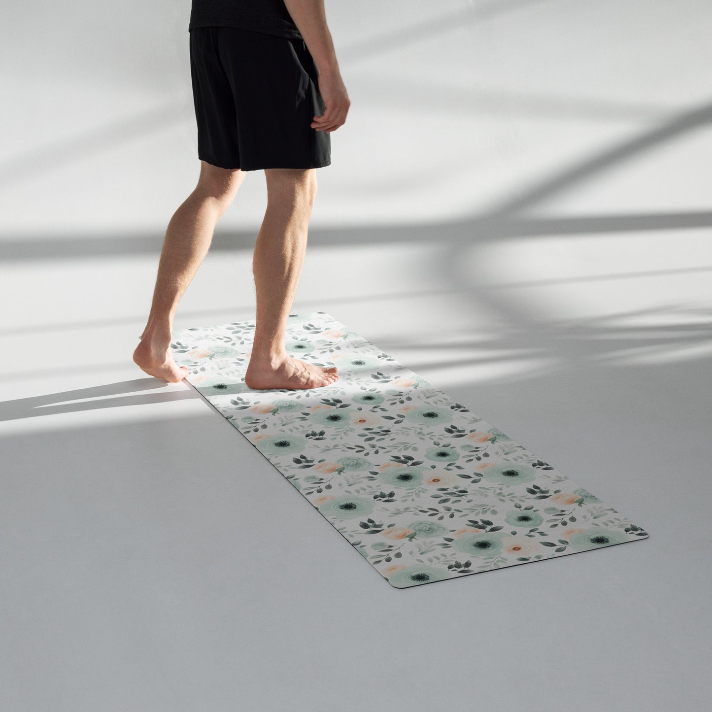 Mint Floral Yoga mat